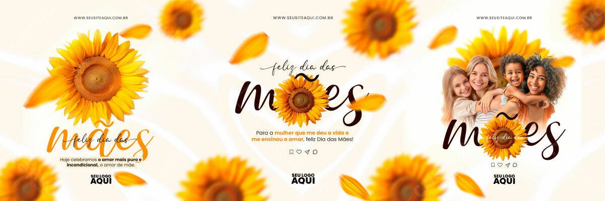 Banner Dia das Mães com Girassóis PSD Editável