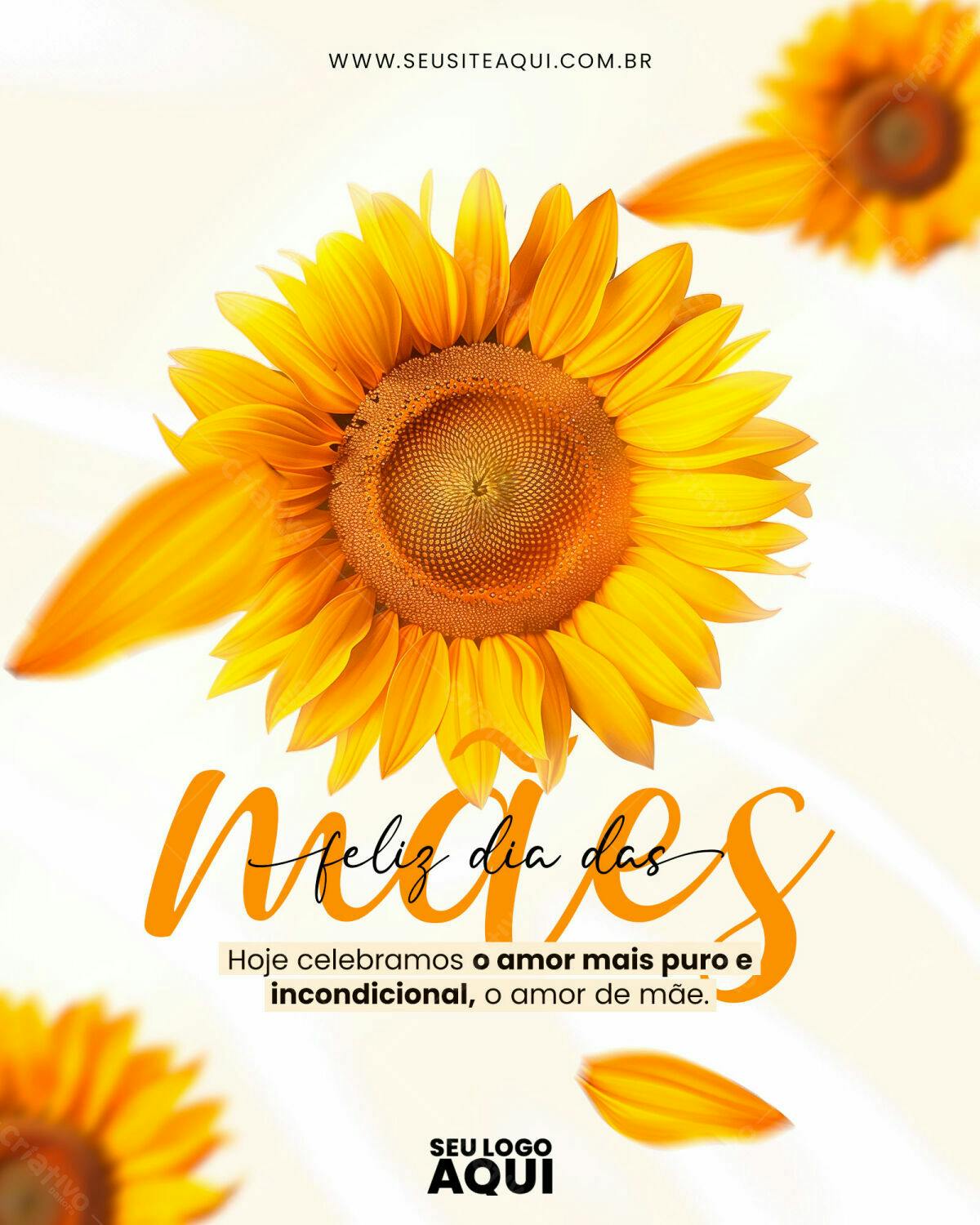 Flyer Dia das Mães com Girassóis PSD Editável