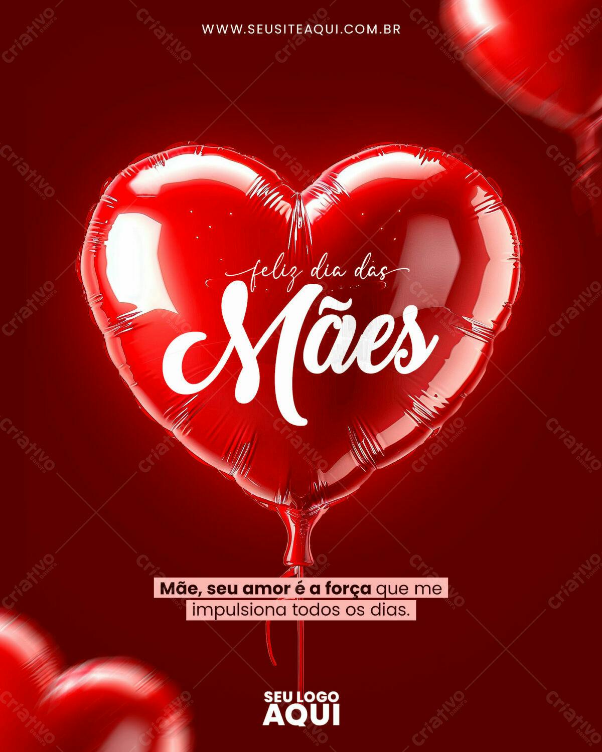 Flyer Dia das Mães com Balão Vermelho PSD Editável