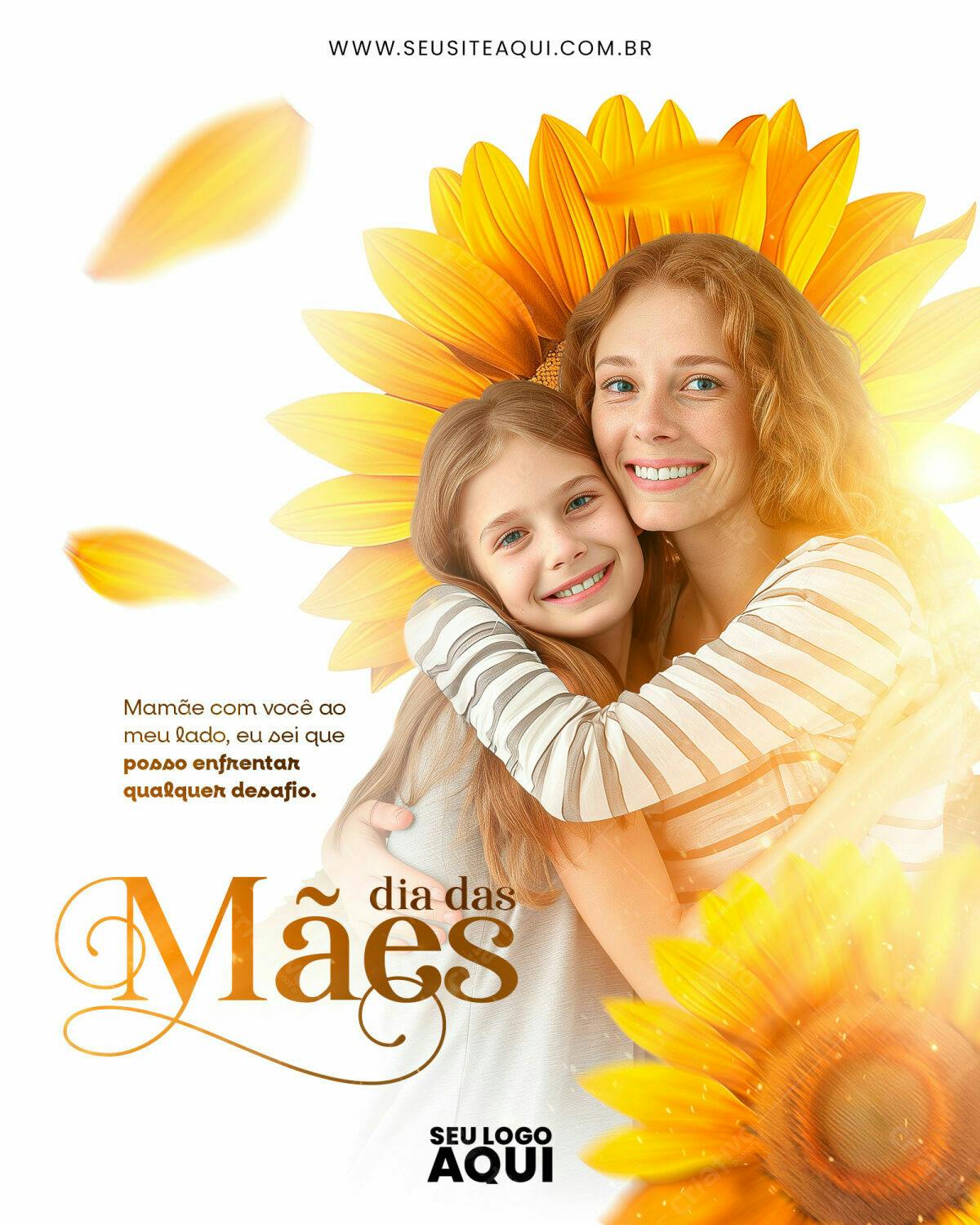 Flyer Dia das Mães com Girassóis PSD Editável