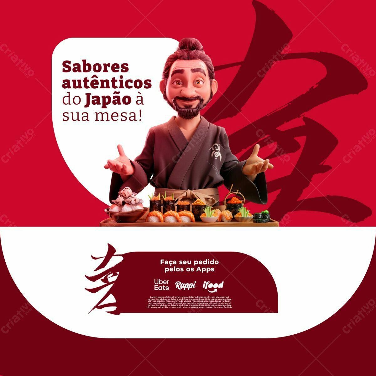 Flyer para Delivery de Sushi PSD Editável