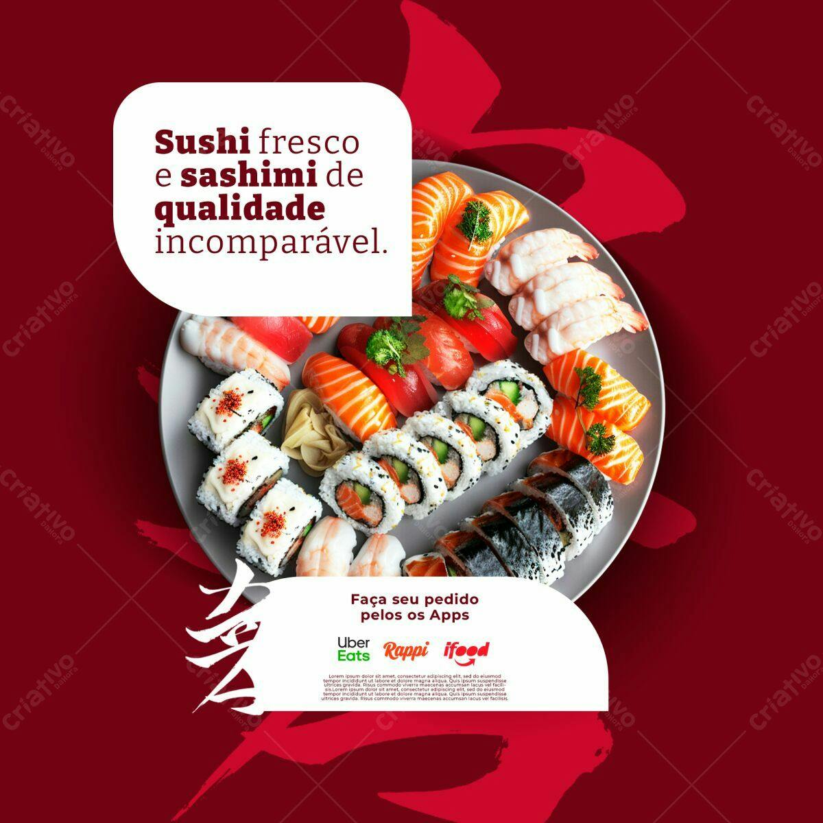 Flyer para Delivery de Sushi PSD Editável
