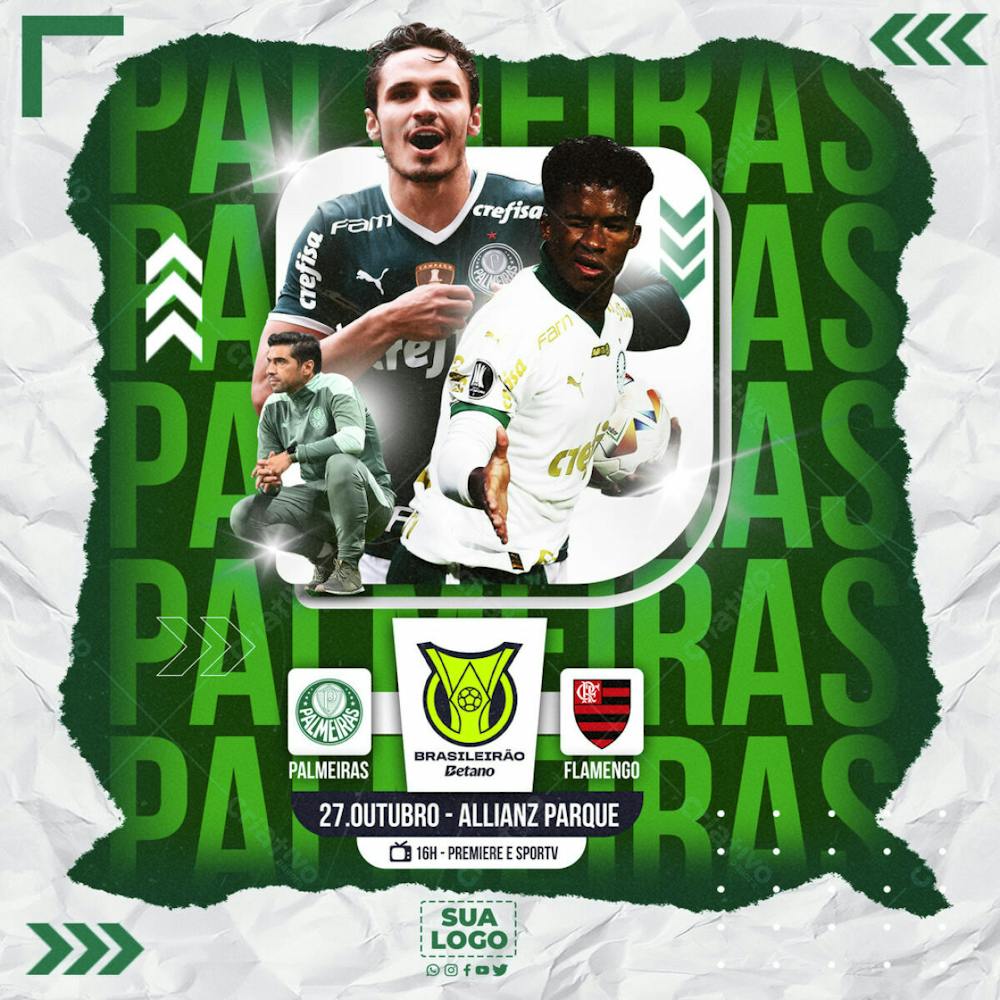 FLYER ESPORTIVO BRASILEIRÃO DIA DE JOGO PALMEIRAS