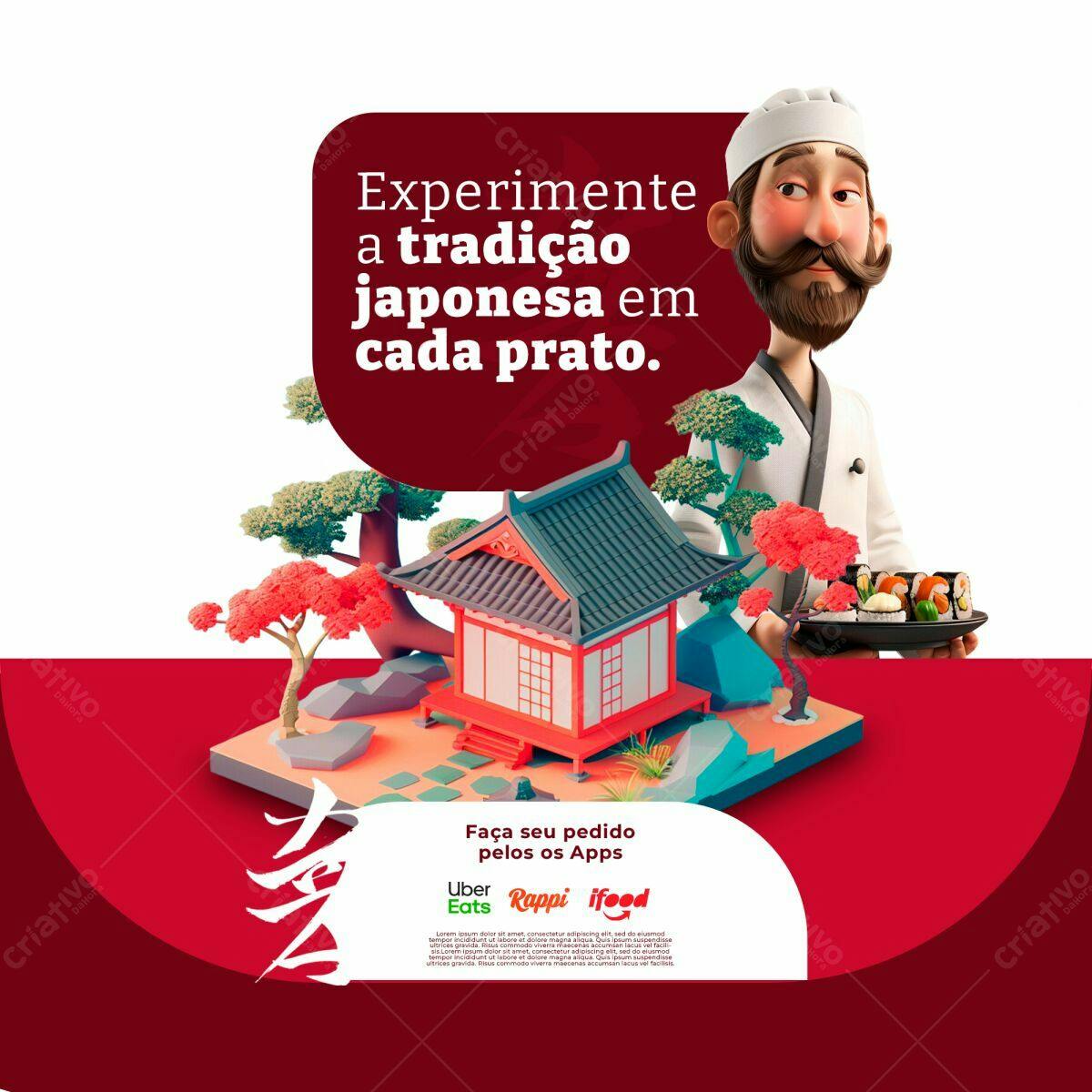 Flyer para Delivery Japonês PSD Editável