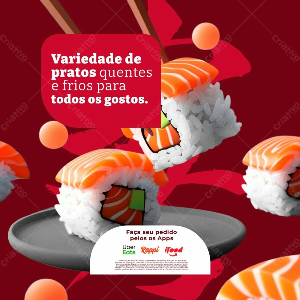 Flyer para Delivery de Sushi PSD Editável