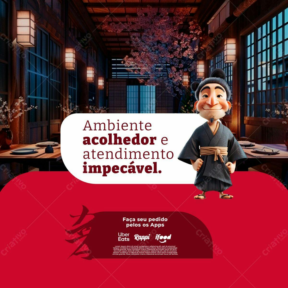 Flyer para Restaurante Japonês PSD Editável