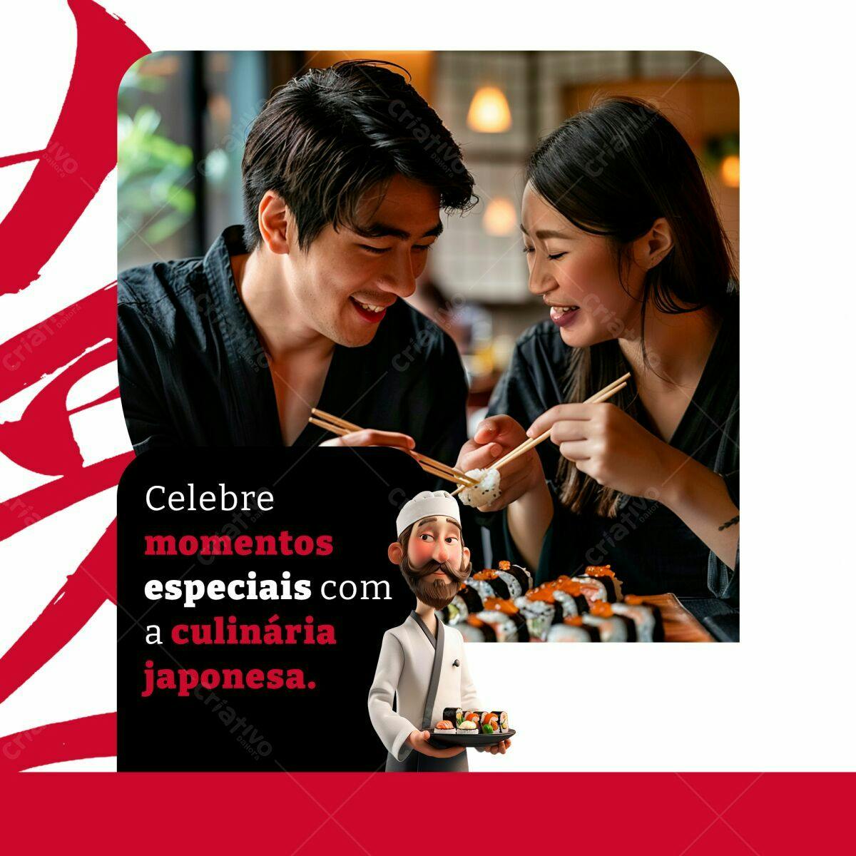 Post para Restaurante Japonês PSD Editável