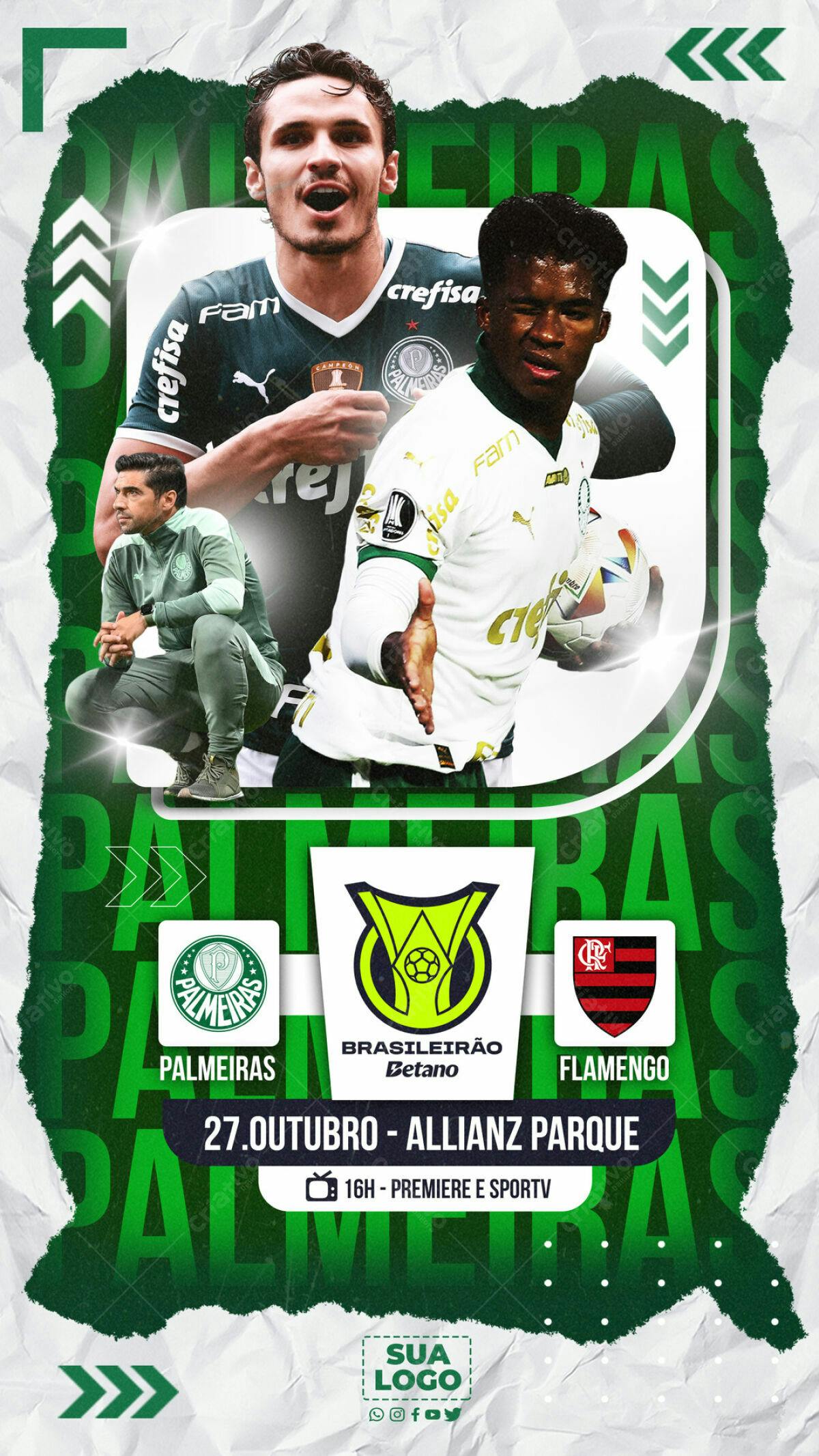 Flyer Palmeiras x Flamengo PSD Editável