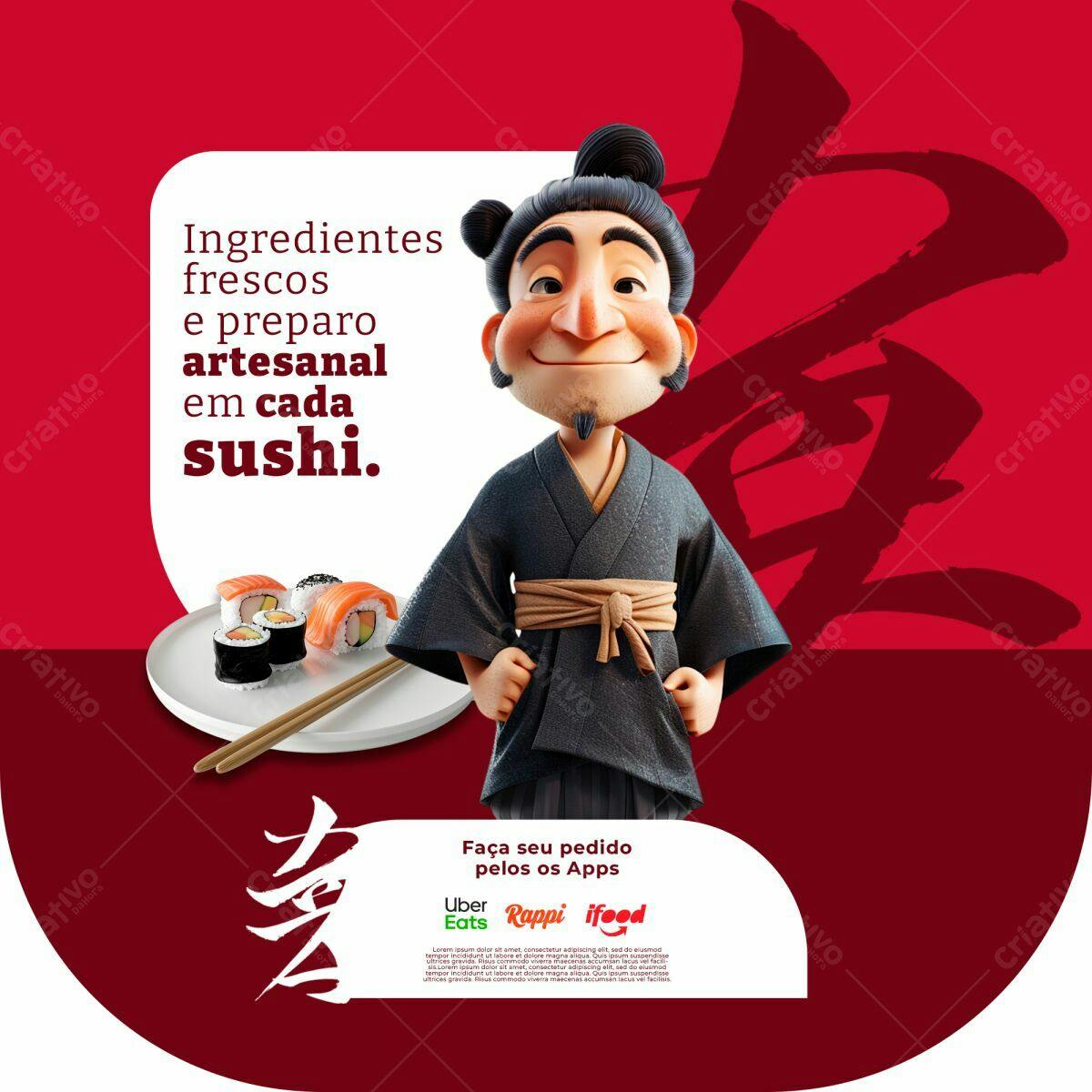 Flyer para Delivery de Sushi PSD Editável