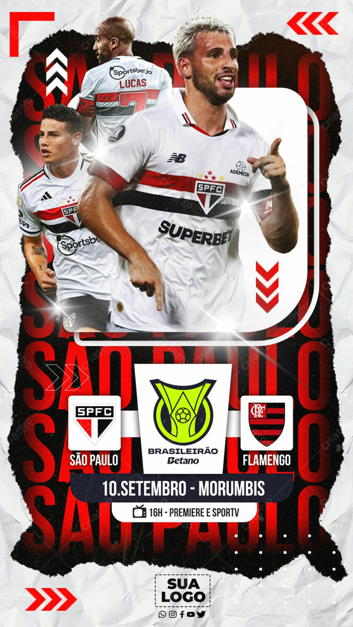 Flyer para Jogo São Paulo x Flamengo PSD Editável
