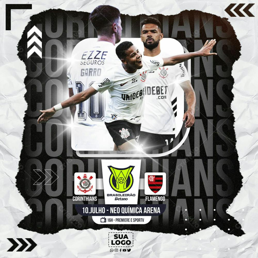 FLYER ESPORTIVO BRASILEIRÃO DIA DE JOGO CORINTHIANS