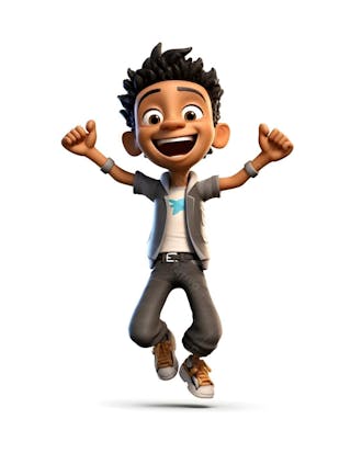 Personagem de desenho animado 3d feliz de adolescente