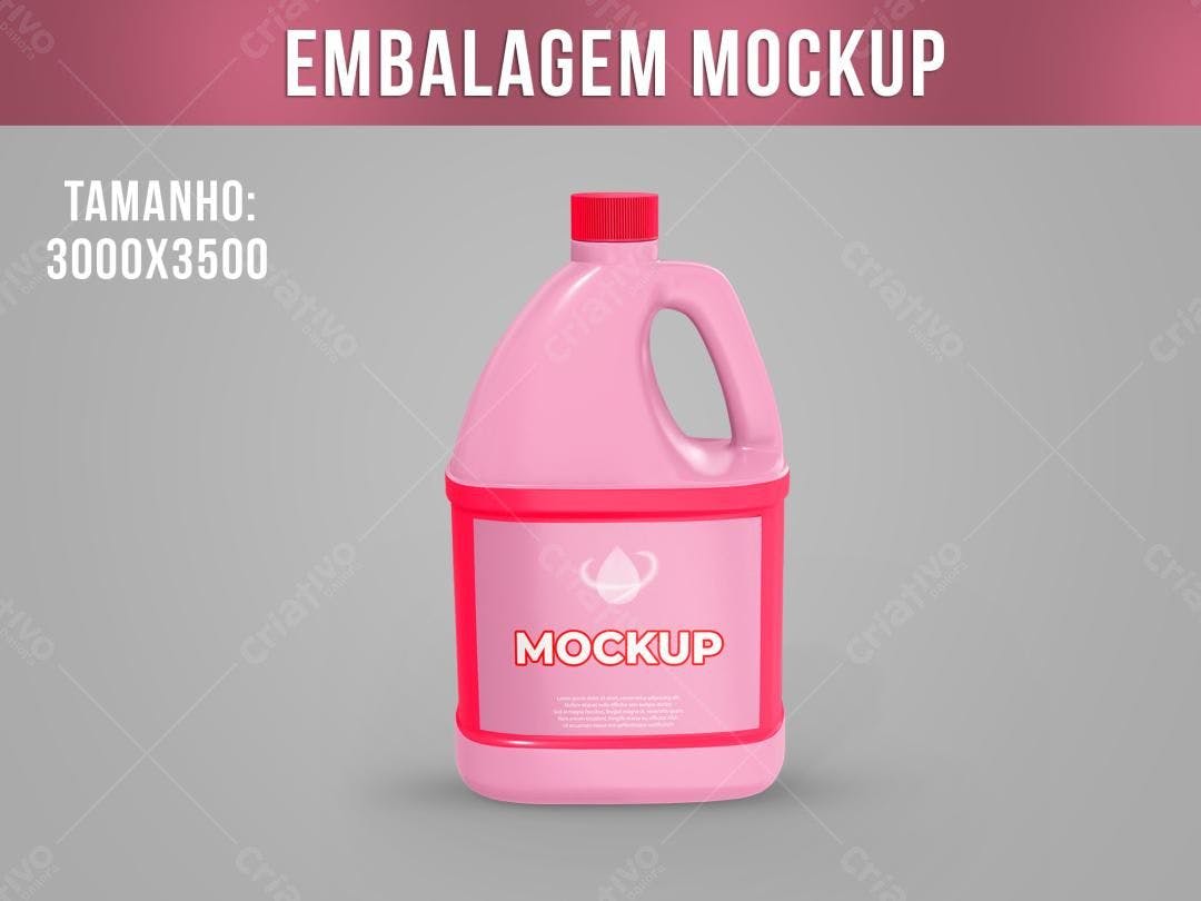 Mockup de Embalagem de Galão Rosa para Limpeza