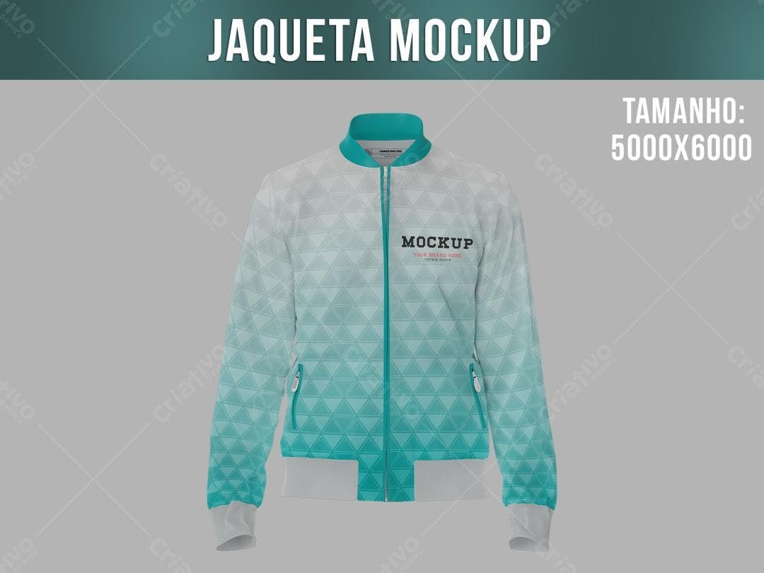 Mockup Jaqueta com Padronagem Geométrica em Tons de Azul
