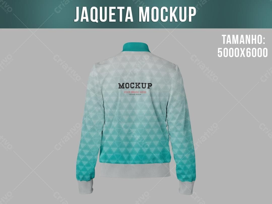 Mockup Jaqueta com Padrão Geométrico Azul-Turquesa