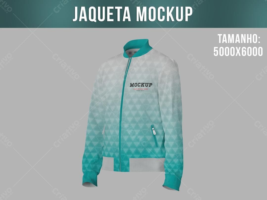 Mockup Jaqueta: Design Moderno em Azul-Turquesa e Branco