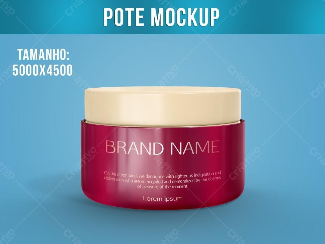 Mockup de Pote de Creme: Vermelho e Bege, Estilo Realista