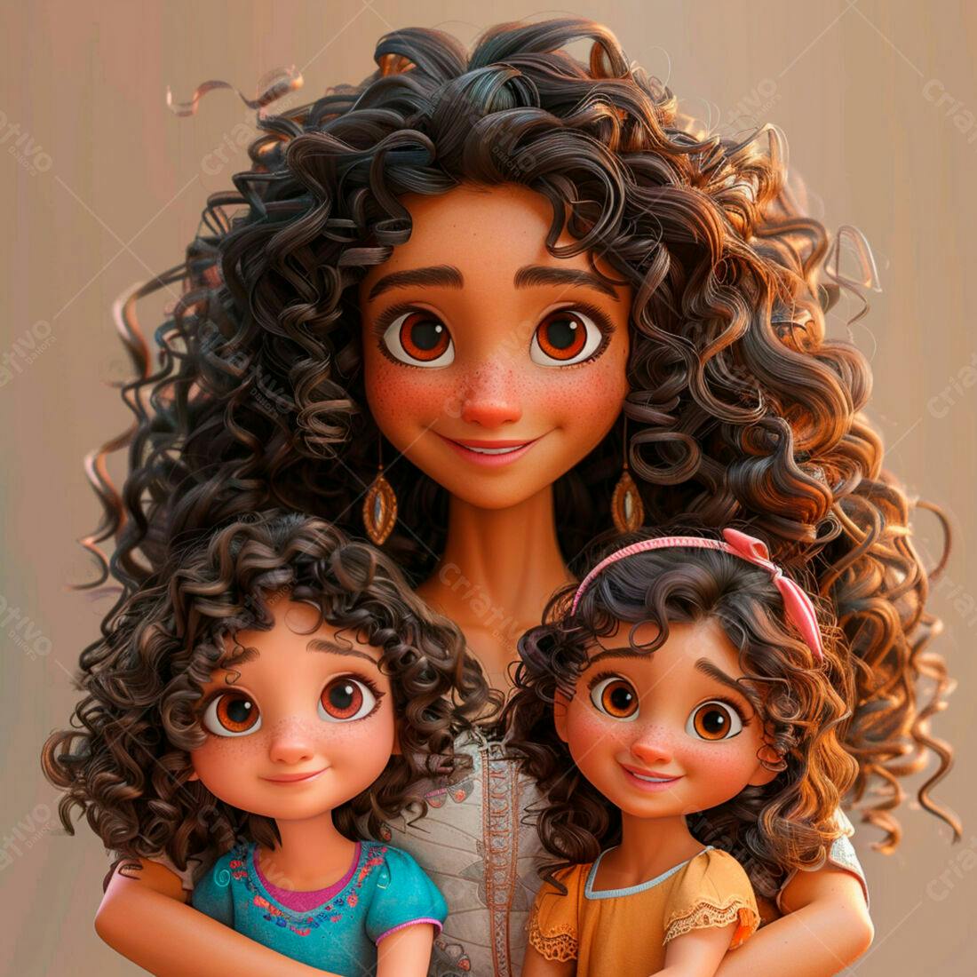 Mãe e filhas latinas sorrindo juntas
