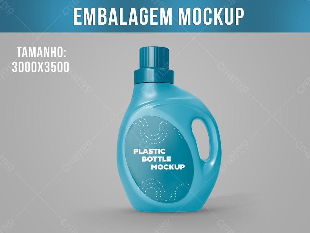 Mockup Realista de Garrafa Plástica Azul para Detergente