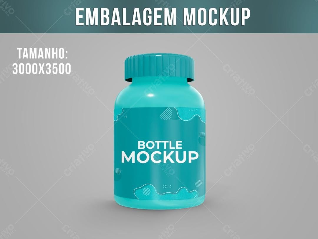 Mockup de Frasco de Suplemento em Azul Claro