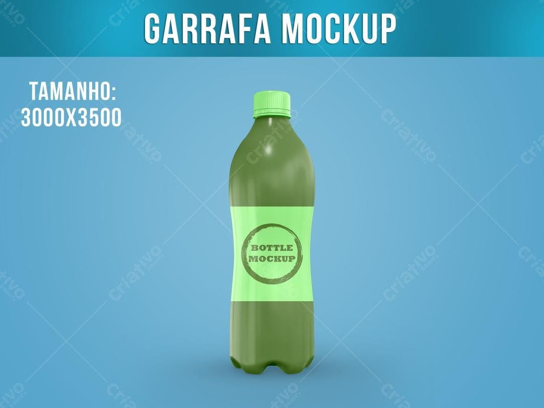 Mockup Garrafa Verde Oliva com Rótulo Menta