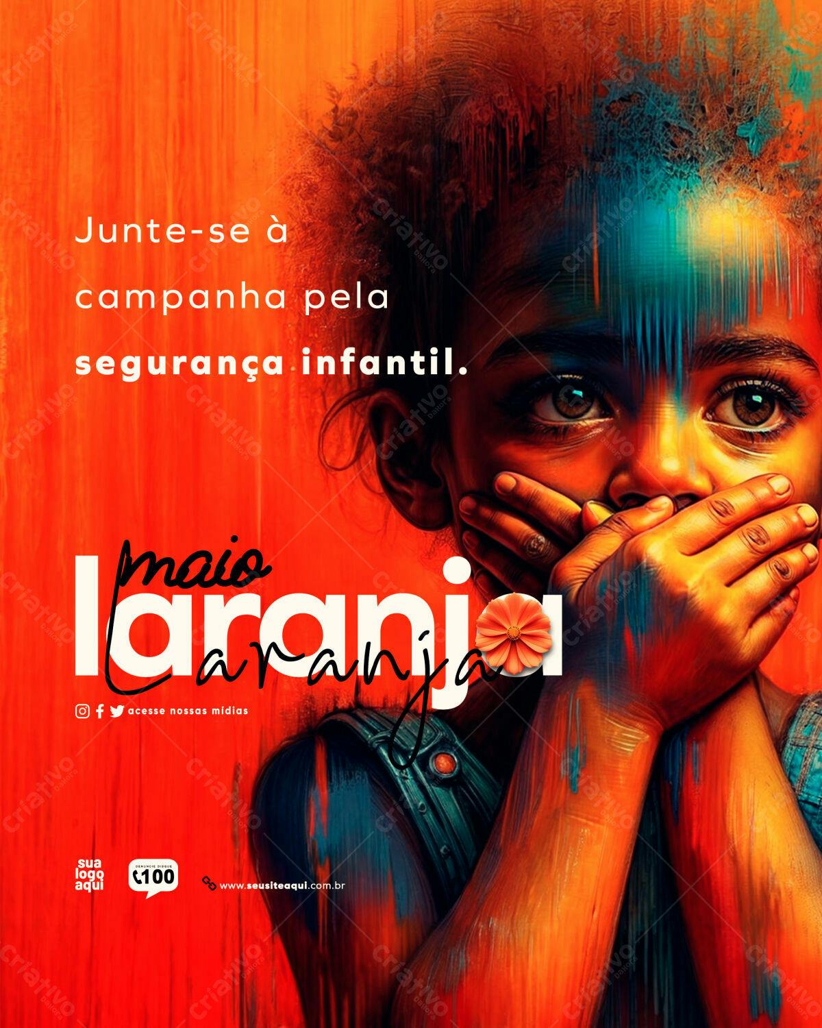 Poster Maio Laranja PSD Editável
