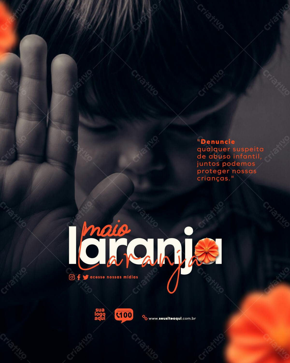 Post para o Maio Laranja PSD Editável