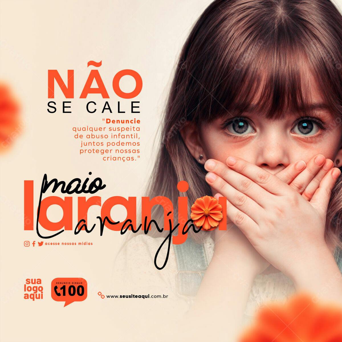 Postagem Maio Laranja PSD Editável
