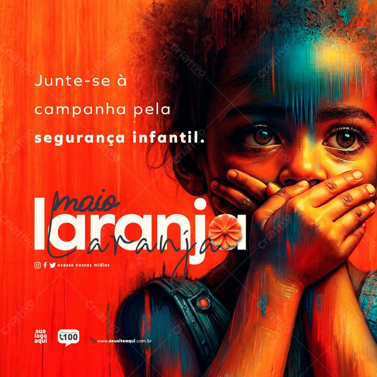 Flyer Maio Laranja PSD Editável
