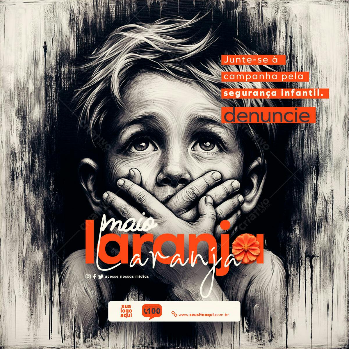 Flyer Maio Laranja PSD Editável