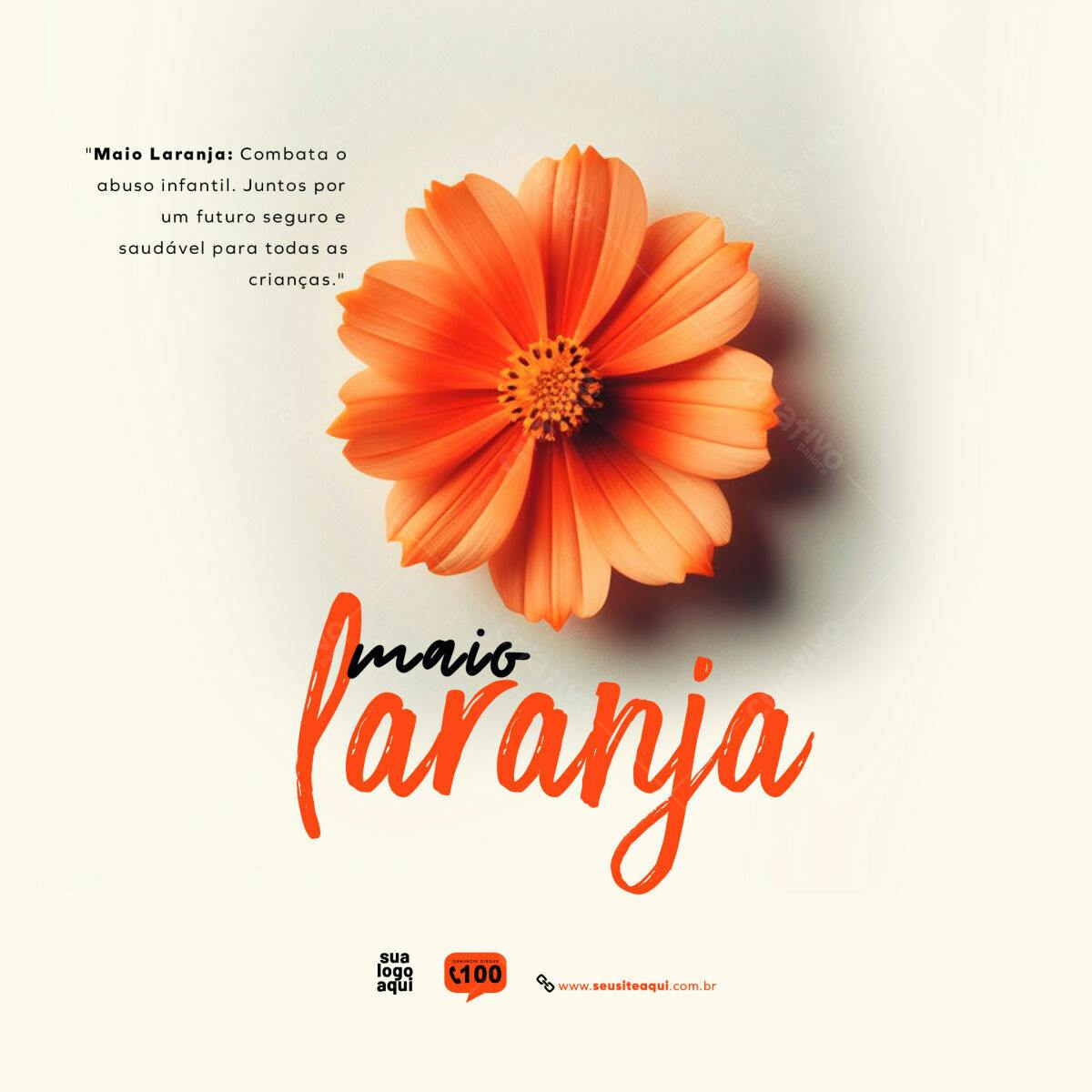 Flyer Maio Laranja PSD Editável
