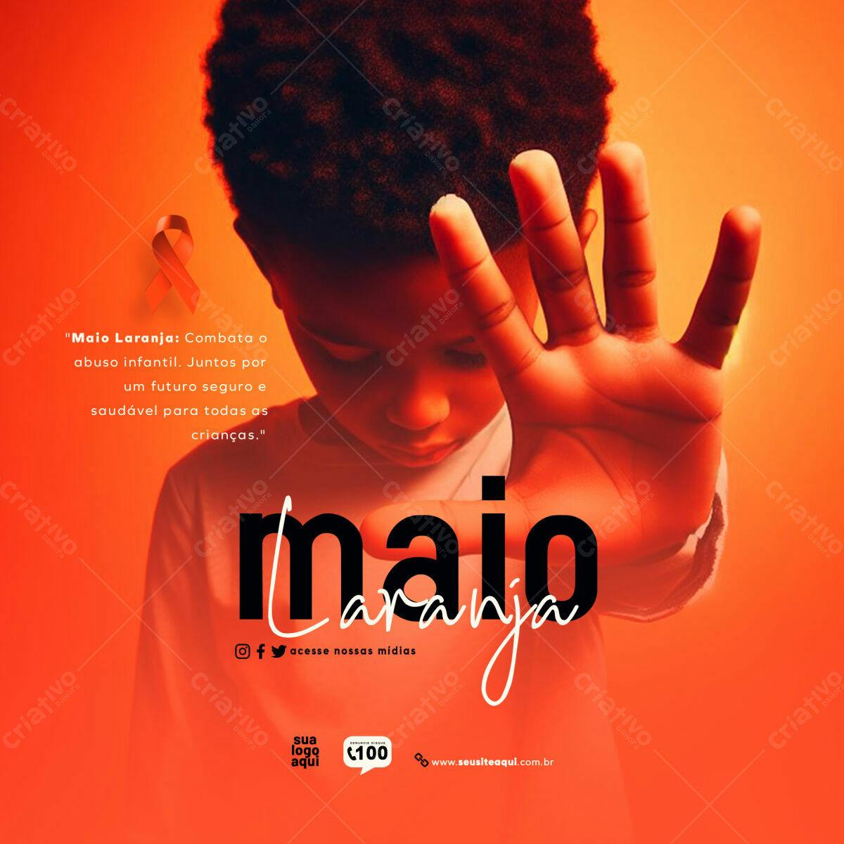 Poster Maio Laranja PSD Editável