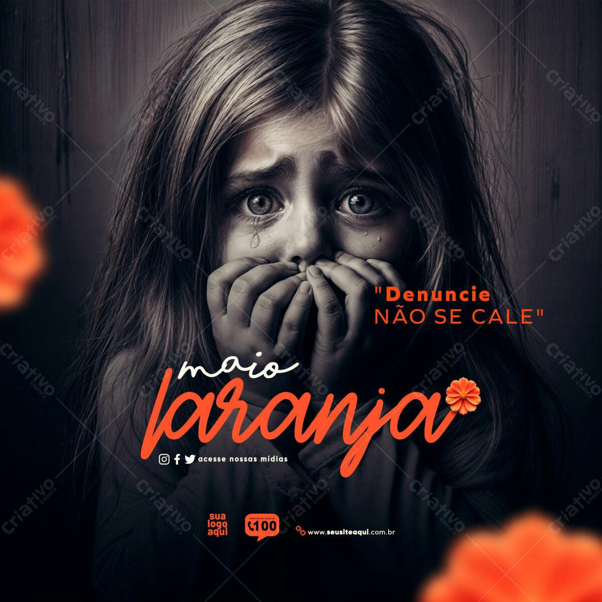 Post para o Maio Laranja PSD Editável