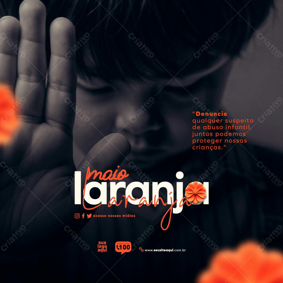 Post para o Maio Laranja PSD Editável