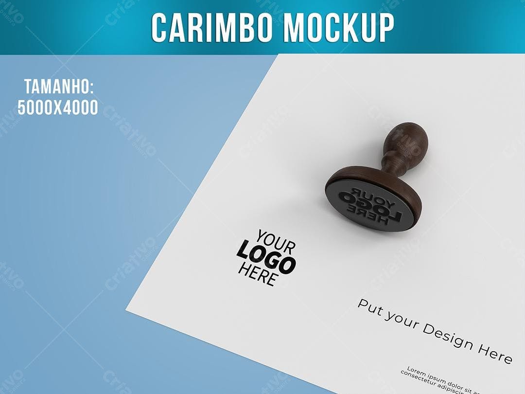 Mockup de Carimbo Realista em Papel Azul