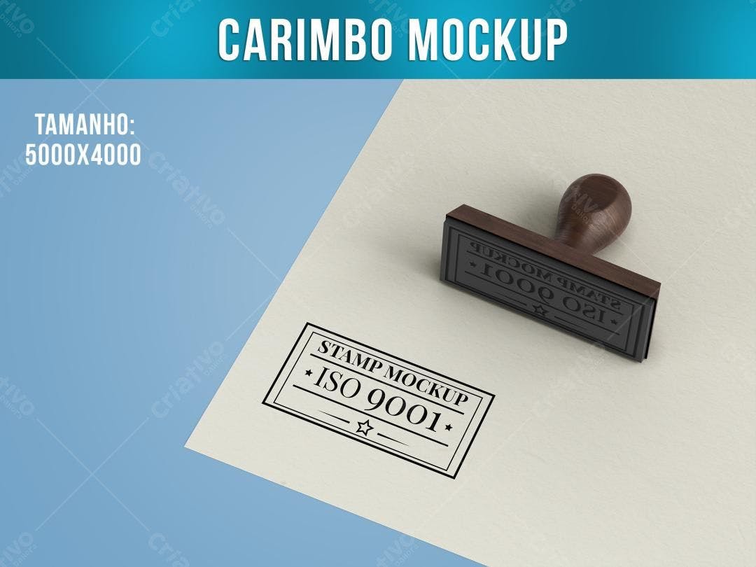 Mockup Realista de Carimbo em Papel Bege