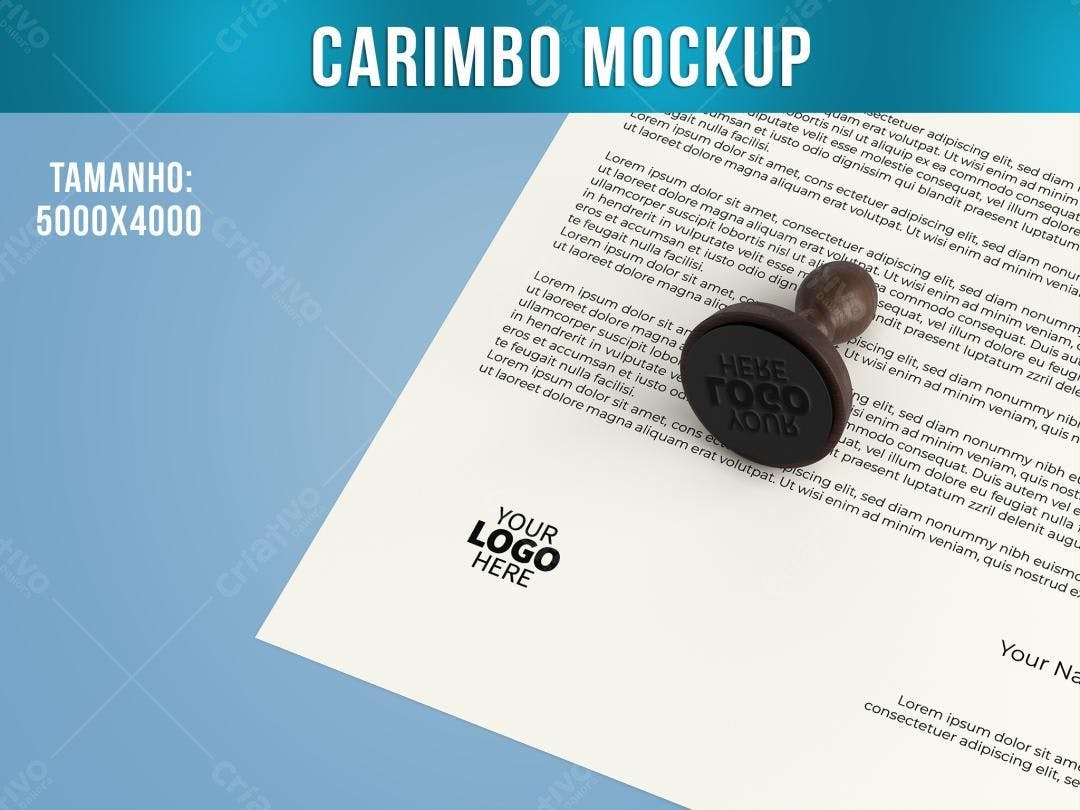 Mockup Realista de Carimbo em Documento