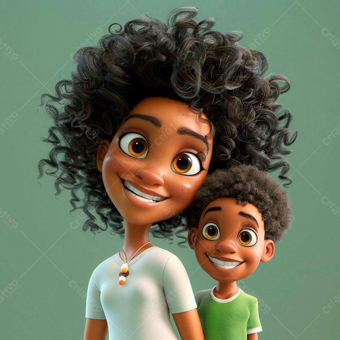 Irmãos negros sorrindo desenho animado