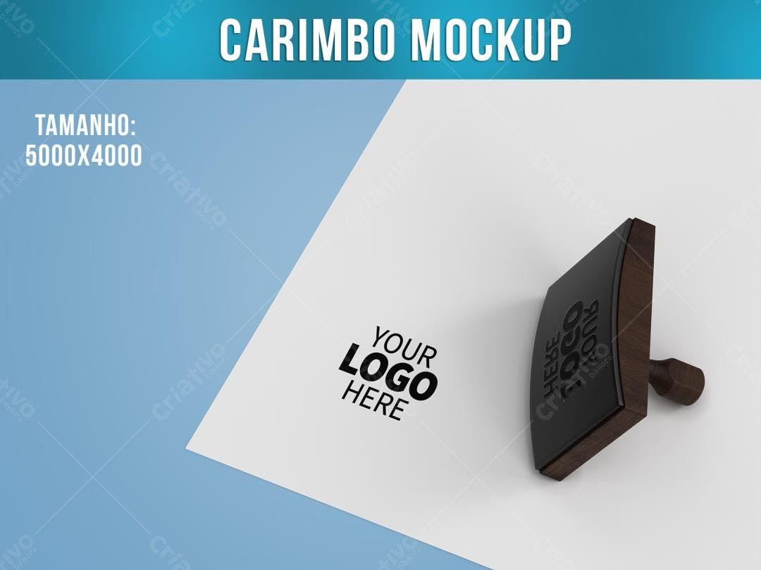 Mockup Realista de Carimbo em Madeira com Papel