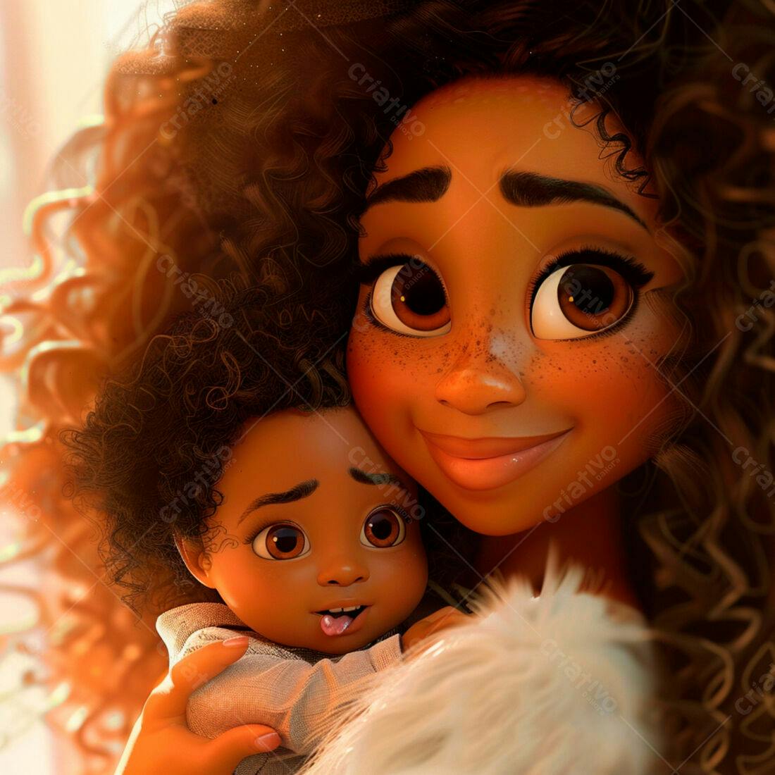 Mãe e Bebê Afro-americanos em Abraço Carinhoso