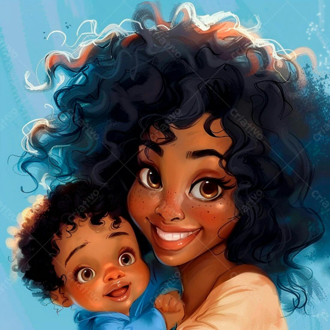 Mãe e bebê negros sorrindo juntos