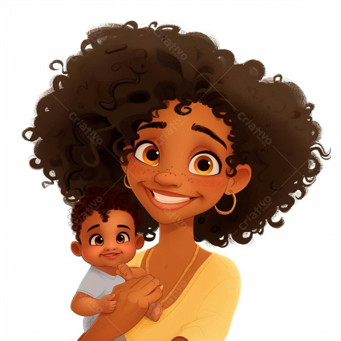Mãe negra e bebê sorrindo juntos