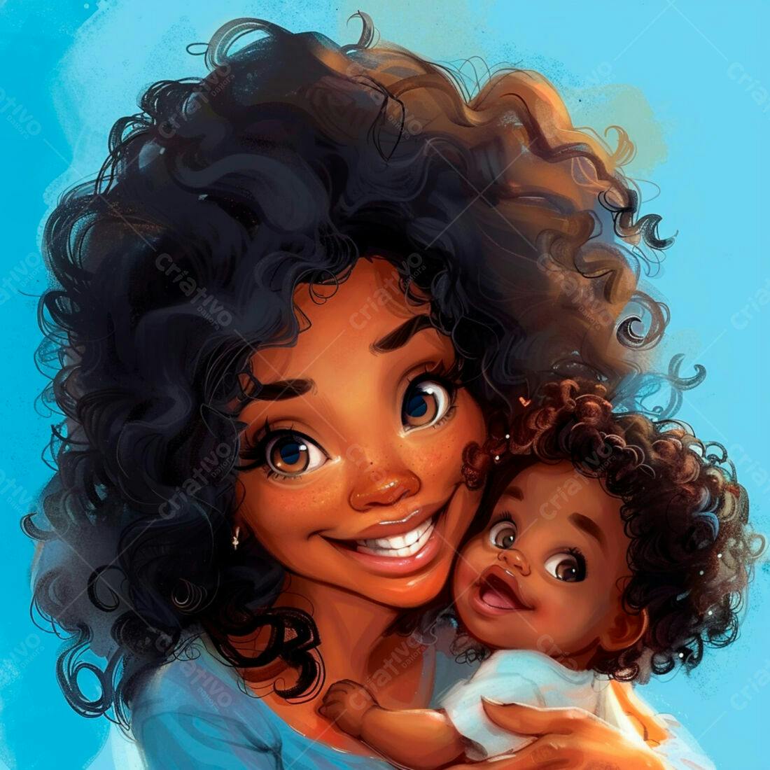 Mãe e bebê negra sorrindo juntas
