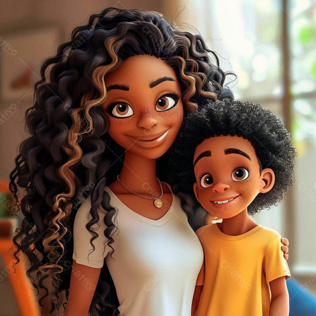Mãe e filho negros sorrindo juntos