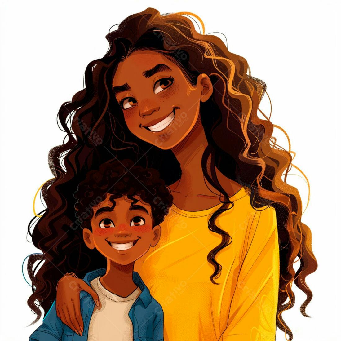 Mãe e filho negros sorrindo juntos
