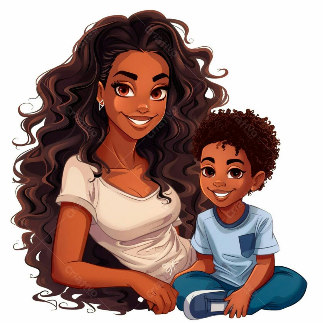 Mãe e filho negros sorrindo juntos