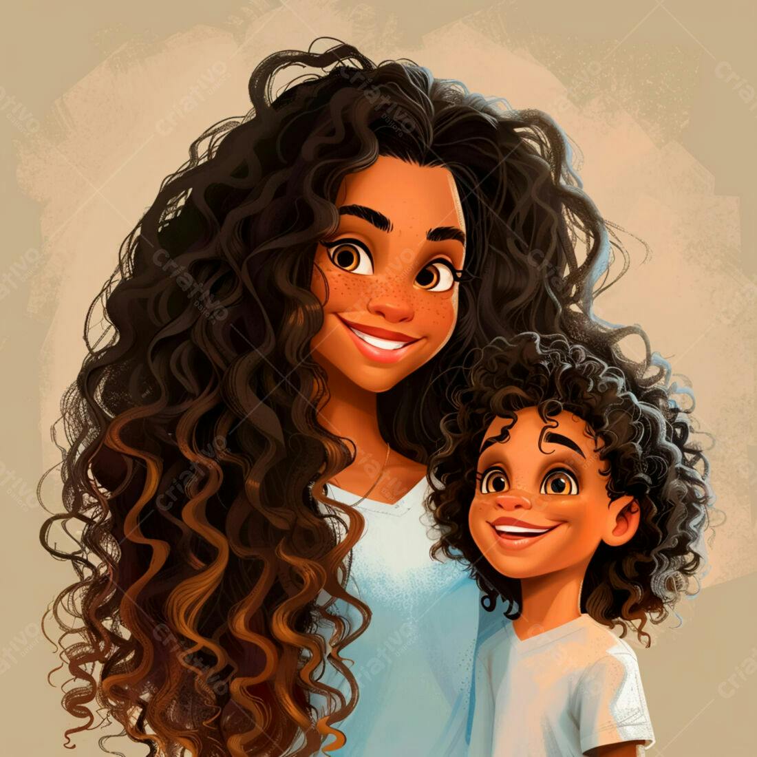 Mãe e filha negra sorrindo juntas