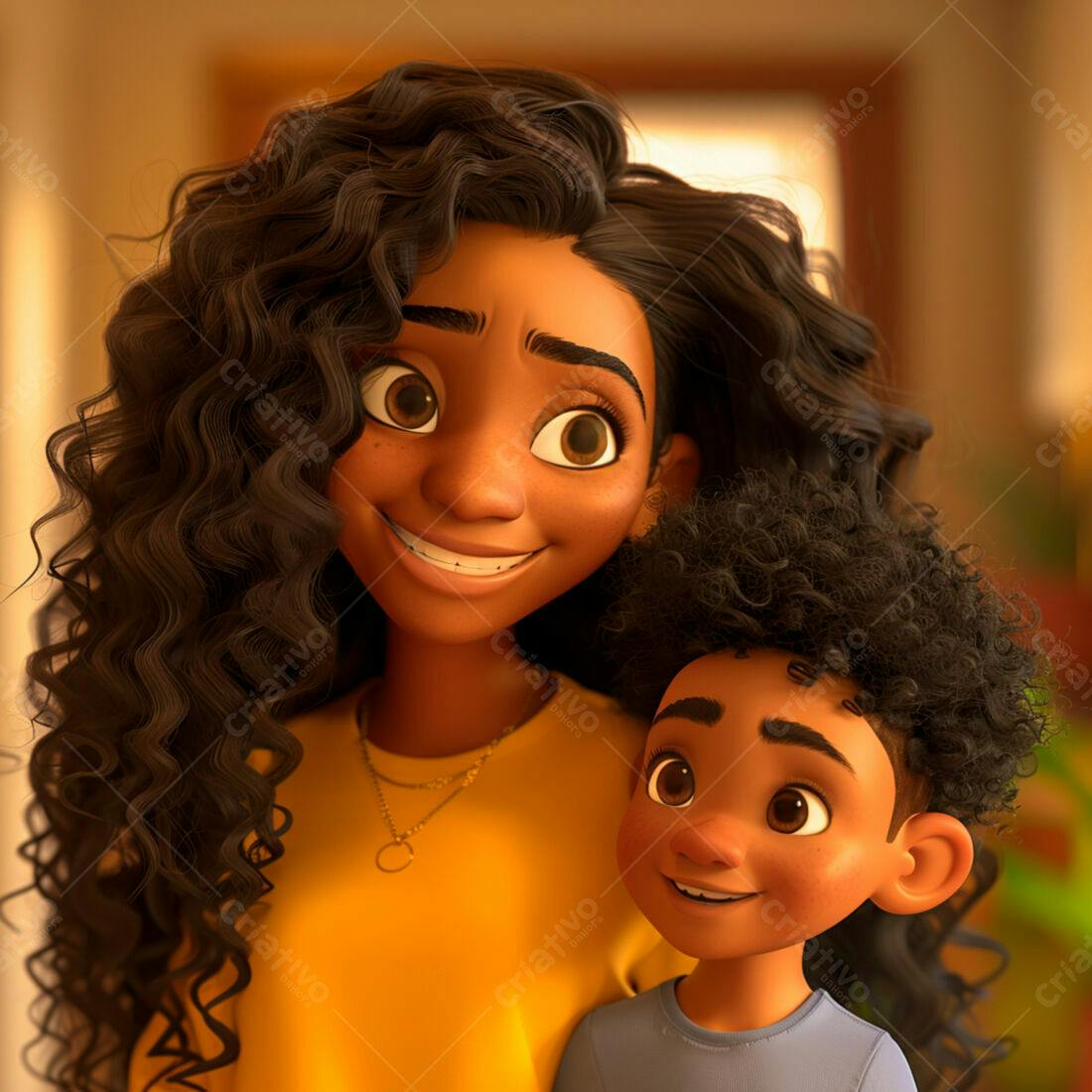 Mãe e filho negros sorrindo juntos