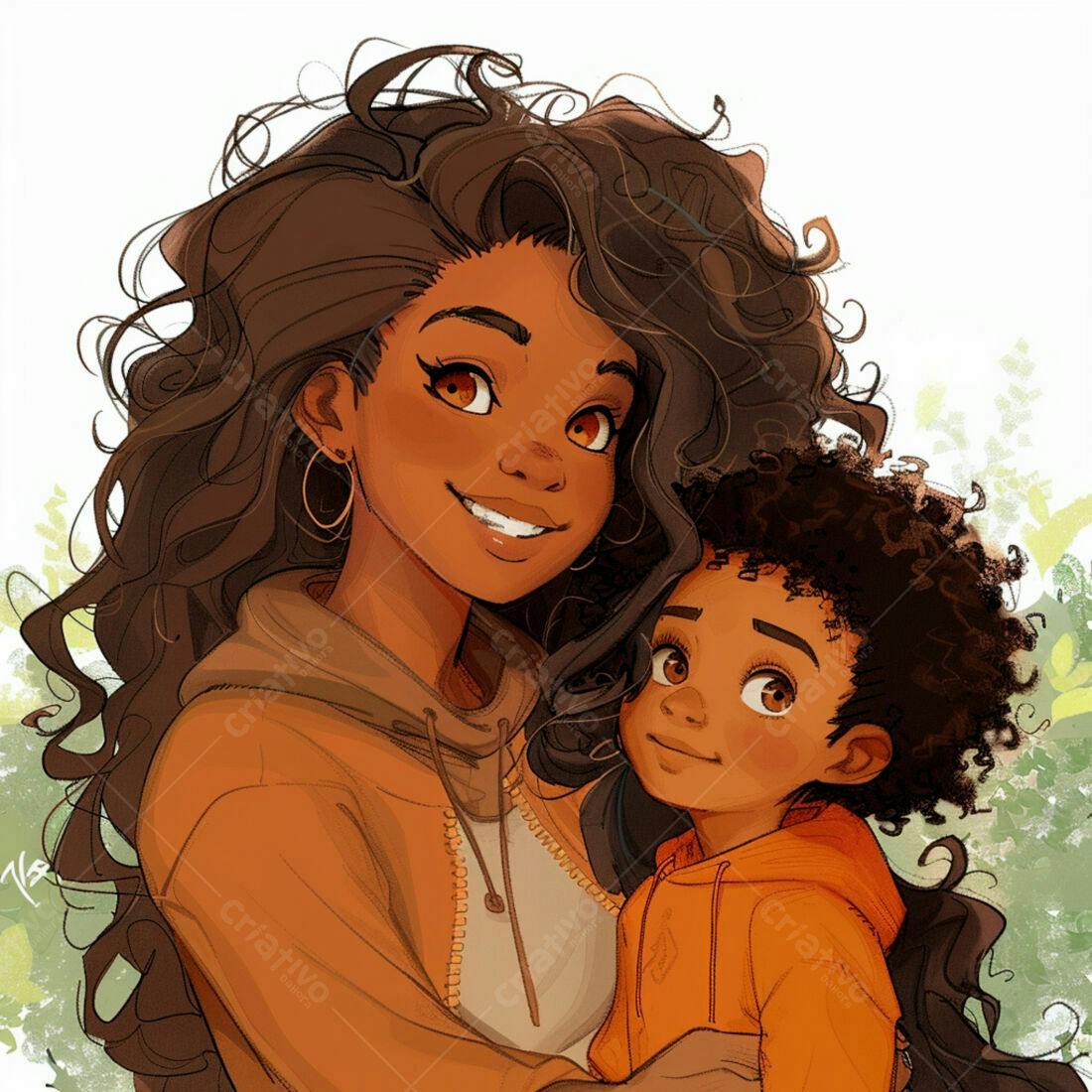 Mãe e filha negra sorrindo abraçadas