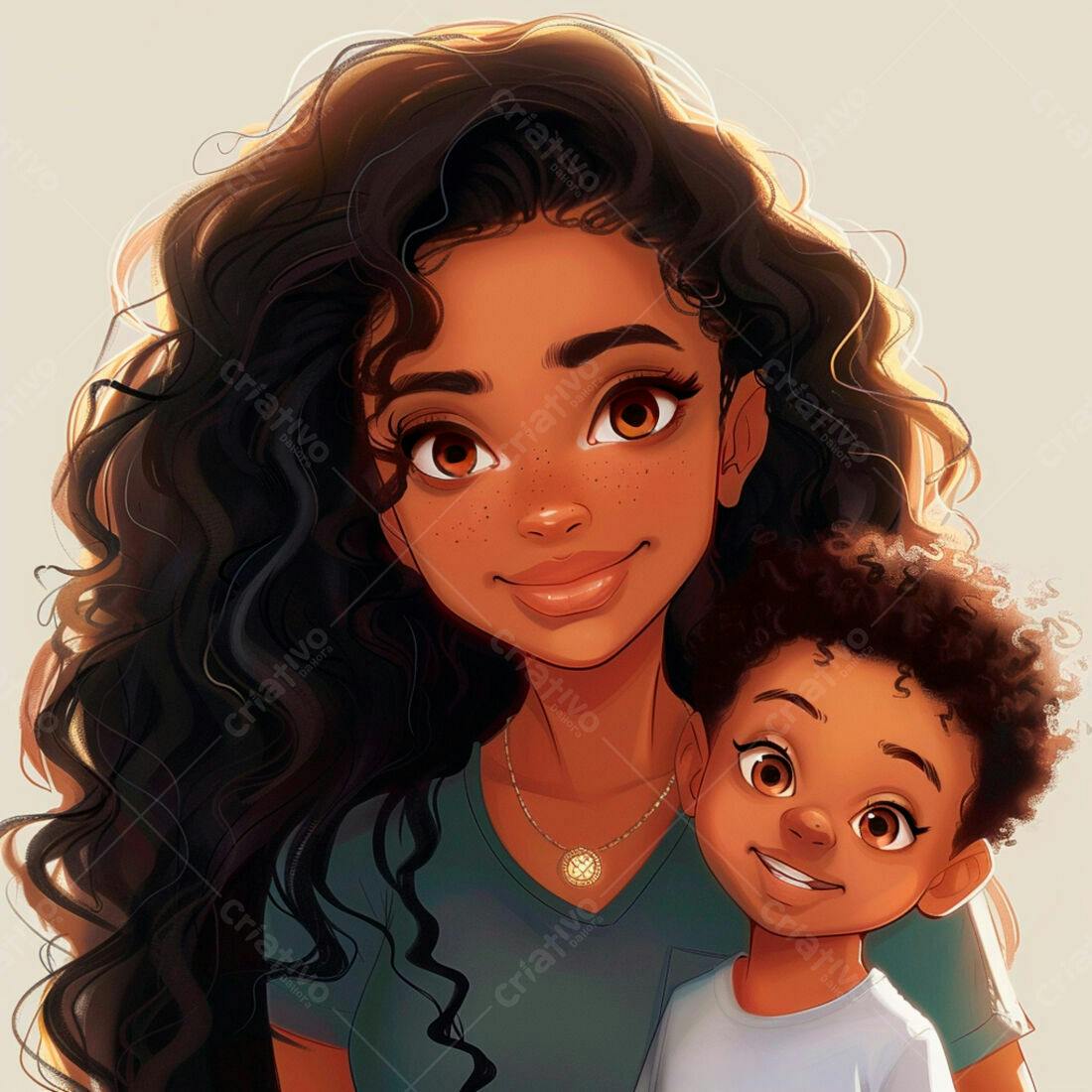 Mãe e filho negros sorrindo juntos